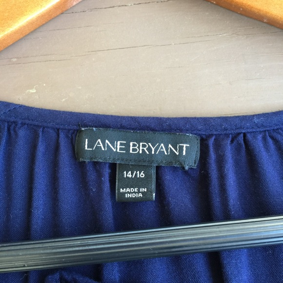 LANE BRYANT Blue Embroidered Bib Blouse - Picture 6 of 7